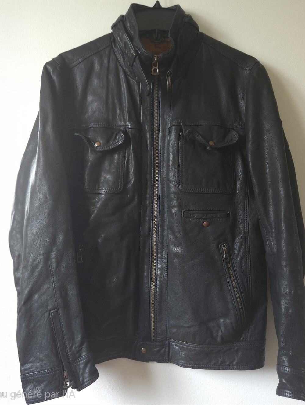 Hugo Boss Orange Men's Lambskin Leather Field Jacket Black Size 40R / EU 50